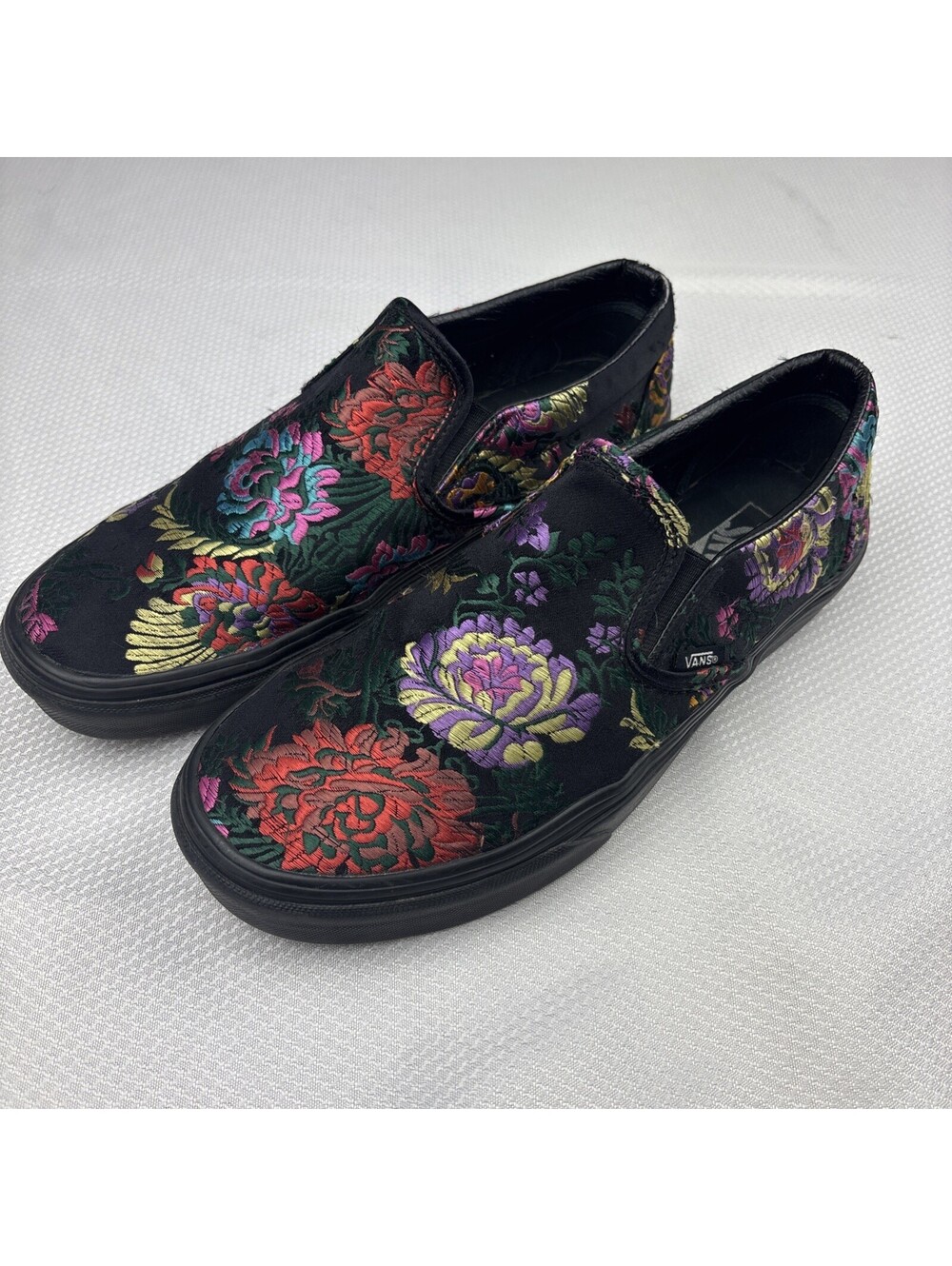 Vans Classic Slip On Festival Satin Black VN0A38F7ULN Women's Shoe Size 10